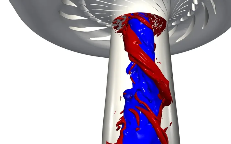Close-up of the vortex rope in the draft tube of a Francis turbine