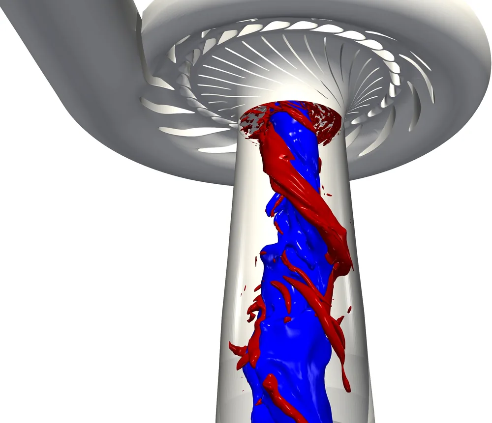 Vortex rope in the draft tube of a Francis turbine during shutdown